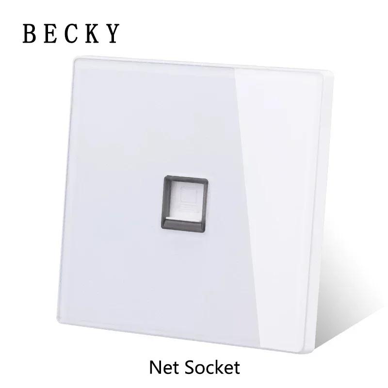White Tempered Glass Wall Switch Panel Led European 16a Socket Retro Toggle Light Switch Eu Uk Standard 2usb Socket 1Gang-4gang