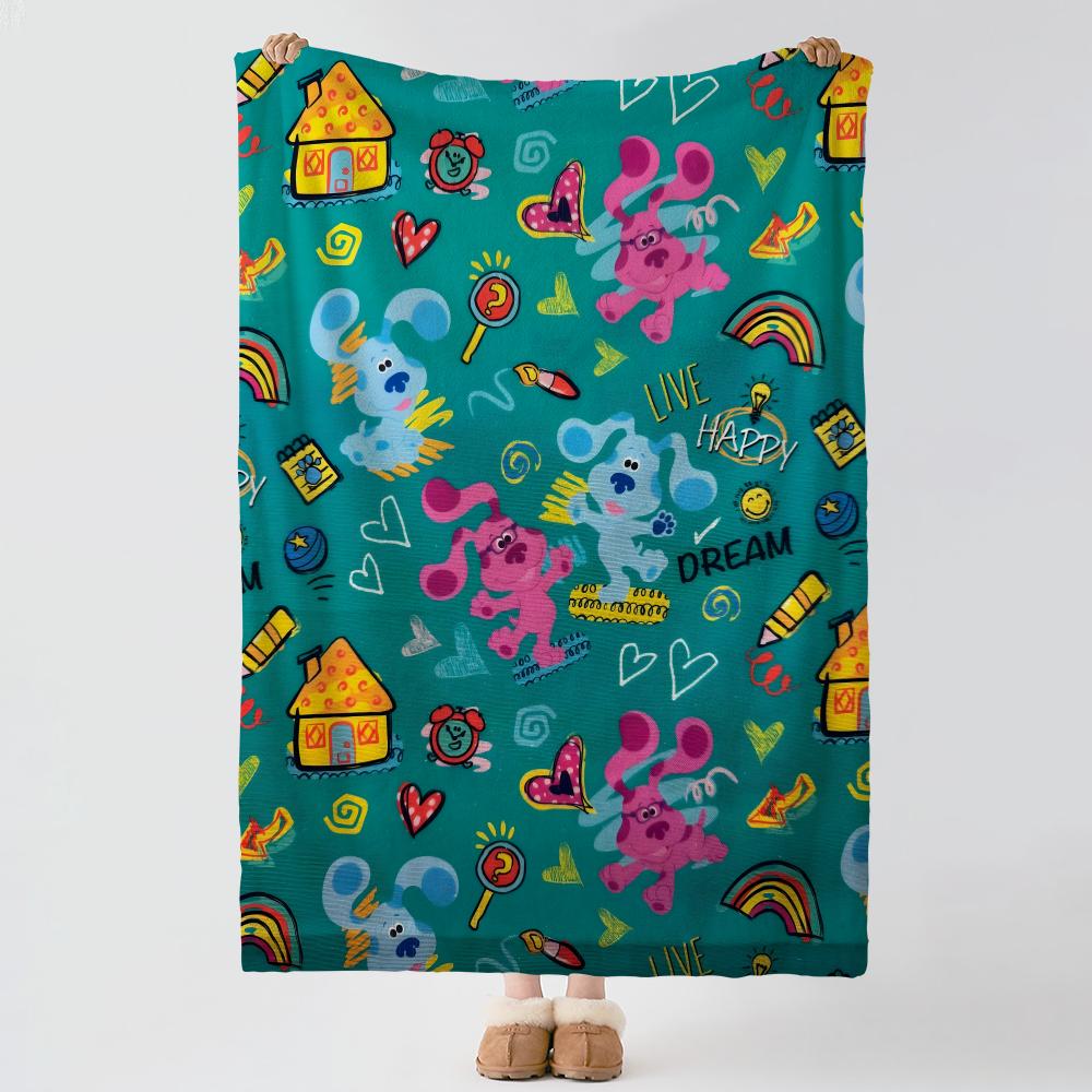 Cartoon B-Blue's Clues-s Throw Thick Comfort Flannel Quilt, Multi-scene Use Indoor Outdoor Daily Nap