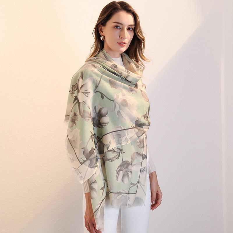 Winter Wool Scarf Women's Long Thermal Scarf Shawl Dual-purpose
