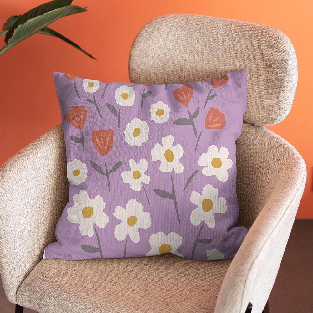 Nordic Abstract Art Flower Print Pillowcase Short Plush Pastoral Simple Home Sofa Cushion Car Cushion