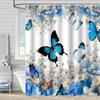 Blue Butterfly Shower Curtain Floral Butterflies Shower Curtains for Bathroom Waterproof Polyester Fabric Bath Curtain