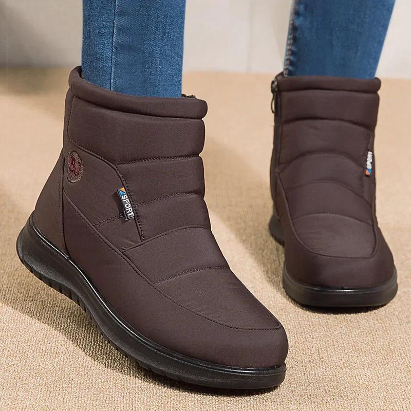 Neue Damenstiefel Wasserdichte Schneestiefel für Winterschuhe Damen Reißverschluss Stiefeletten Winter Botas Femininas Warm halten Botines Damen