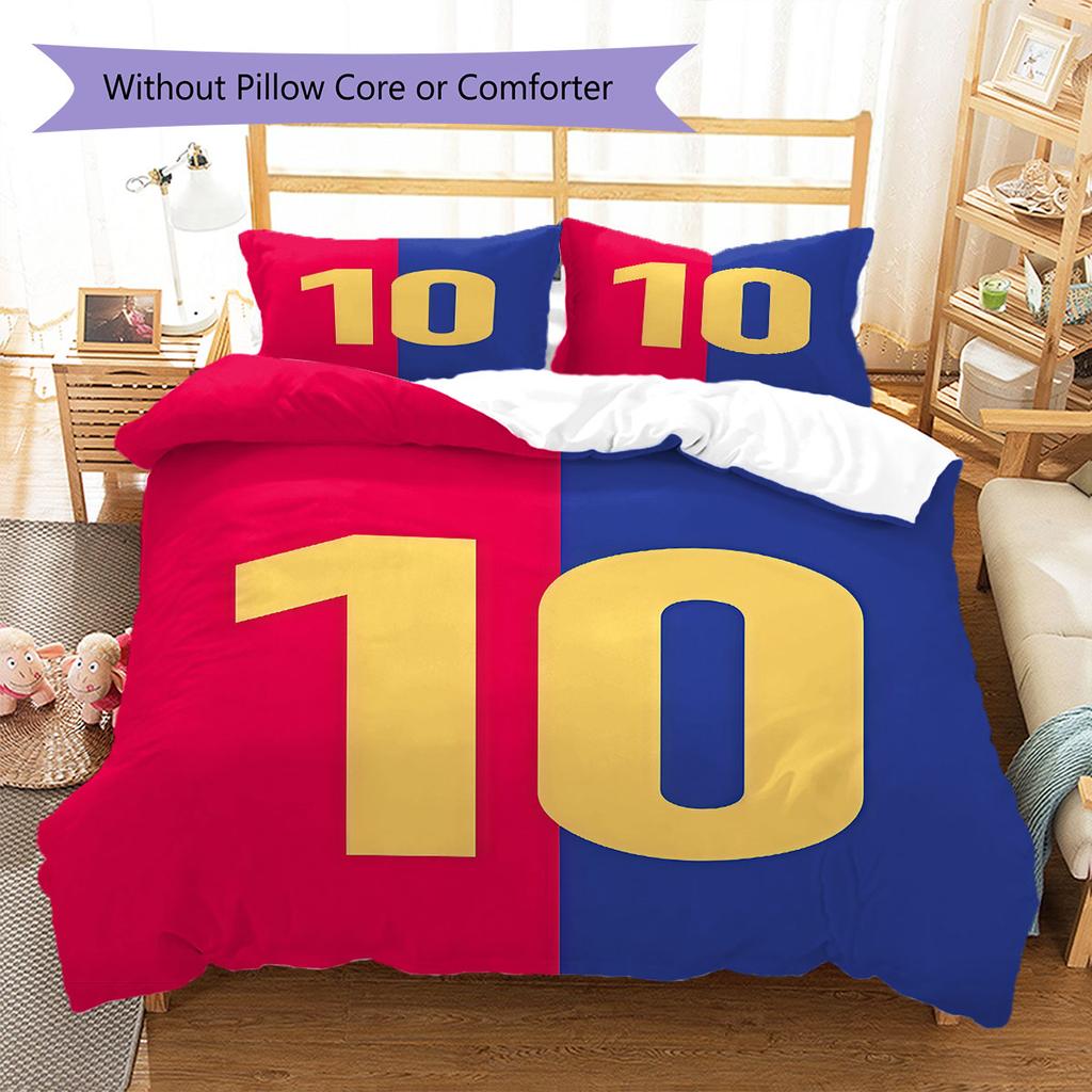 Lionel Messi Pattern Bedding,Quilt Set Quilt Cover Pillowcase Home Birthday Gift(1 * Duvet Cover + 2 * Pillowcase, Without Core)