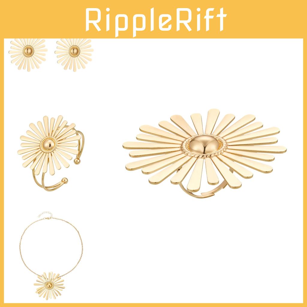 Eyecatching Sunflower Gold Jewelry Collection Featuring Necklace Bracelet Ring Earrings And