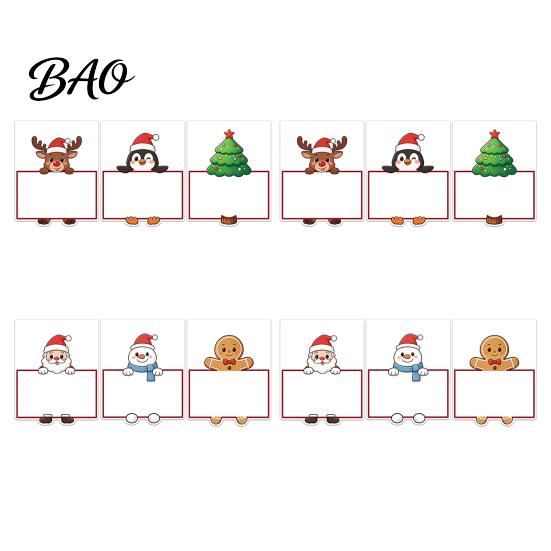 Santa Claus Name Tags Christmas Party Place Card Holders, Cartoon Reindeer Tag Stands Paper Food Labels for Buffet Table Seating, Festive DIY Write-On