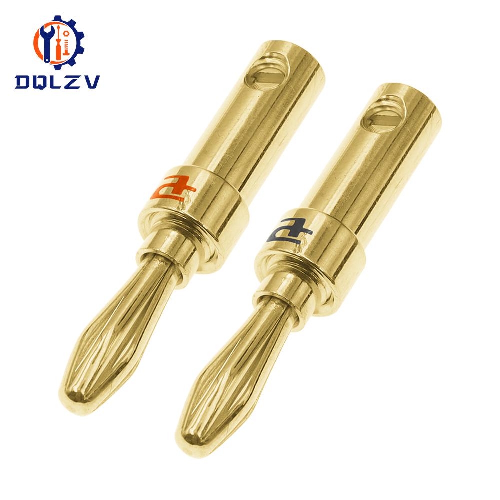 

4mm Pure Copper Gold Plated Banana Plug Connector For Audio Video Speaker Adapter Terminal Connectors Kit 1PCS
