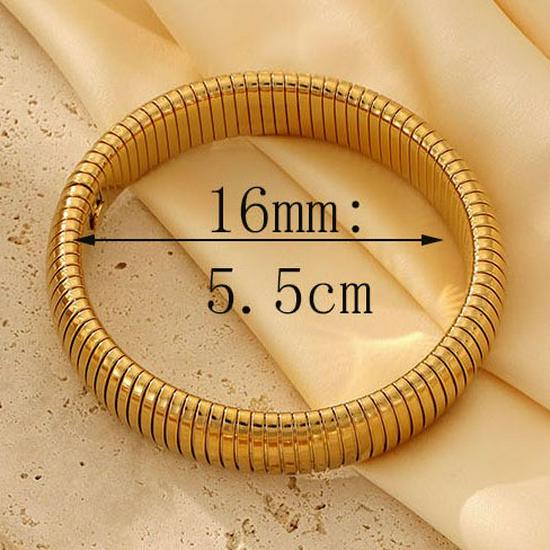 Trendy Gold-Plated Stainless Steel Textured Bracelet - Minimalist European & American Style