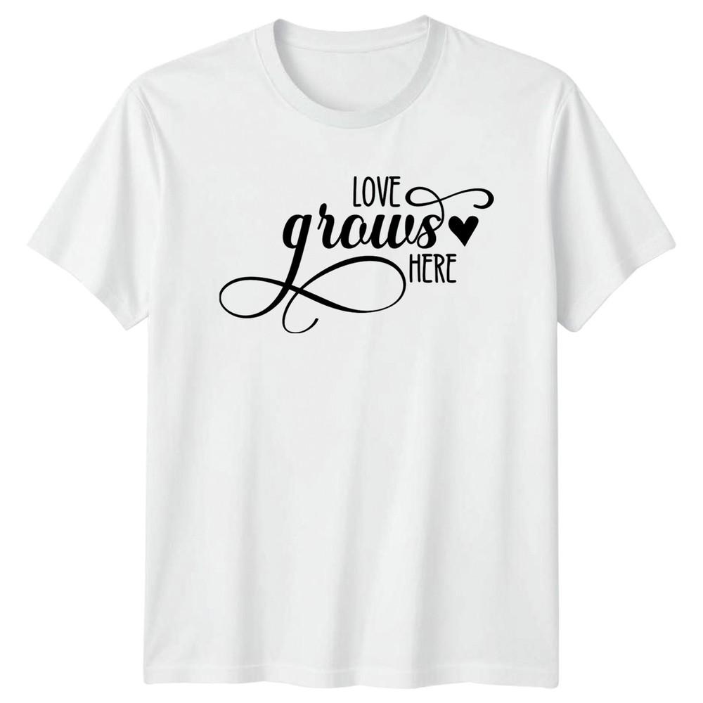 Love Grows Here Floral Unisex TShirt Graphic Tee S