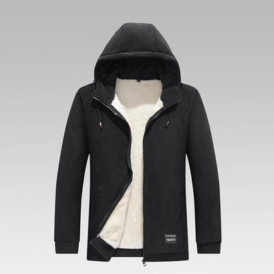 Men's Winter Fleece Jacket Hooded Jacket Men's Warm and Plush Thick Loose Hooded Cardigan Jacket Hooded