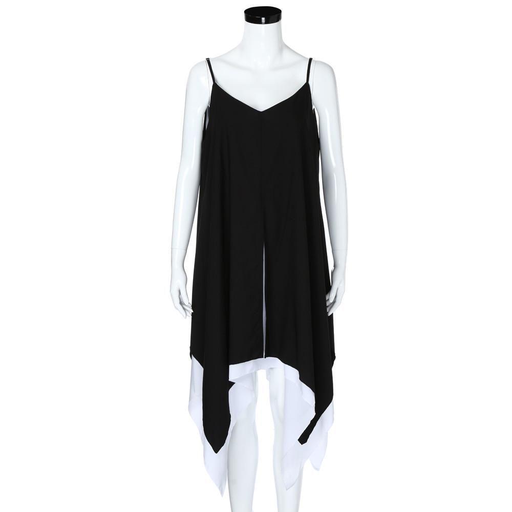 Women Plus Size V Collar Loose Bilayer Dress With Irregular Mini Silhouette For Casual And Party Wear