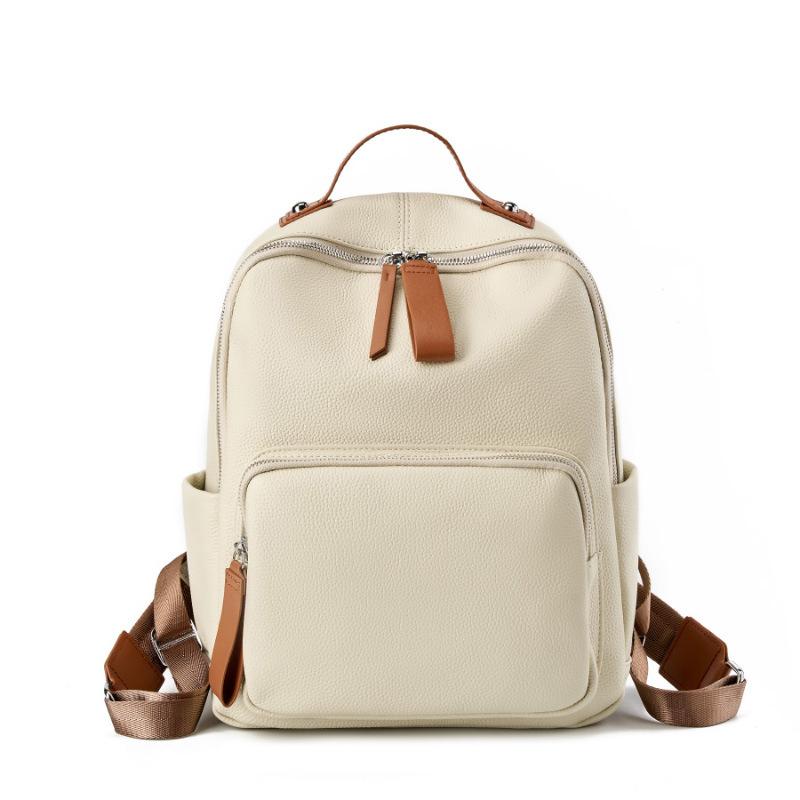 New Top Layer Cowhide Large Capacity Computer Bag Backpack Backpack Casual School School Bag Travel Bag Commuting Women's Bag