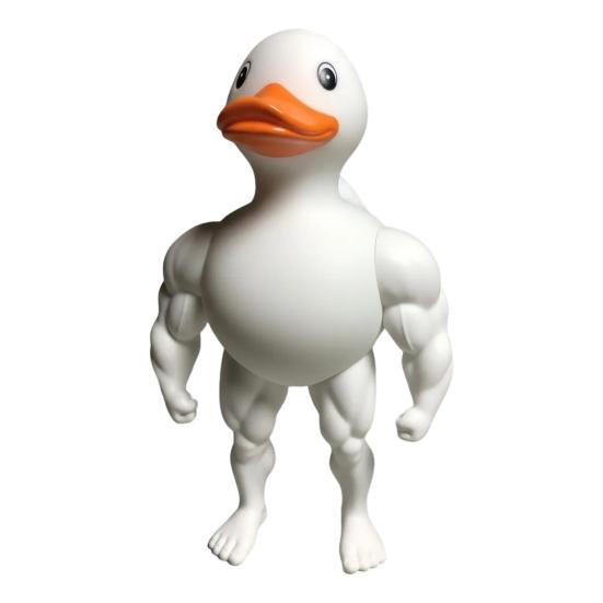 Muscle Duck Figurine The Gym Bro of The Duck World 3D Printed Muscular Duck Statue Gift for Fitness Lovers Protein Powder Hoarders