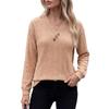 Women Solid Color V Neck Button Decoration Loose Long Sleeve Casual T Shirt Top