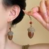 Metal pine cone pendant, ear hook, ethnic style retro niche fashion temperament earrings, light luxury high-end earrings.