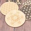 Collectibles Flower of life Arts And Crafts Wood Chakra Pattern Coaster Circles Carved Round Edge