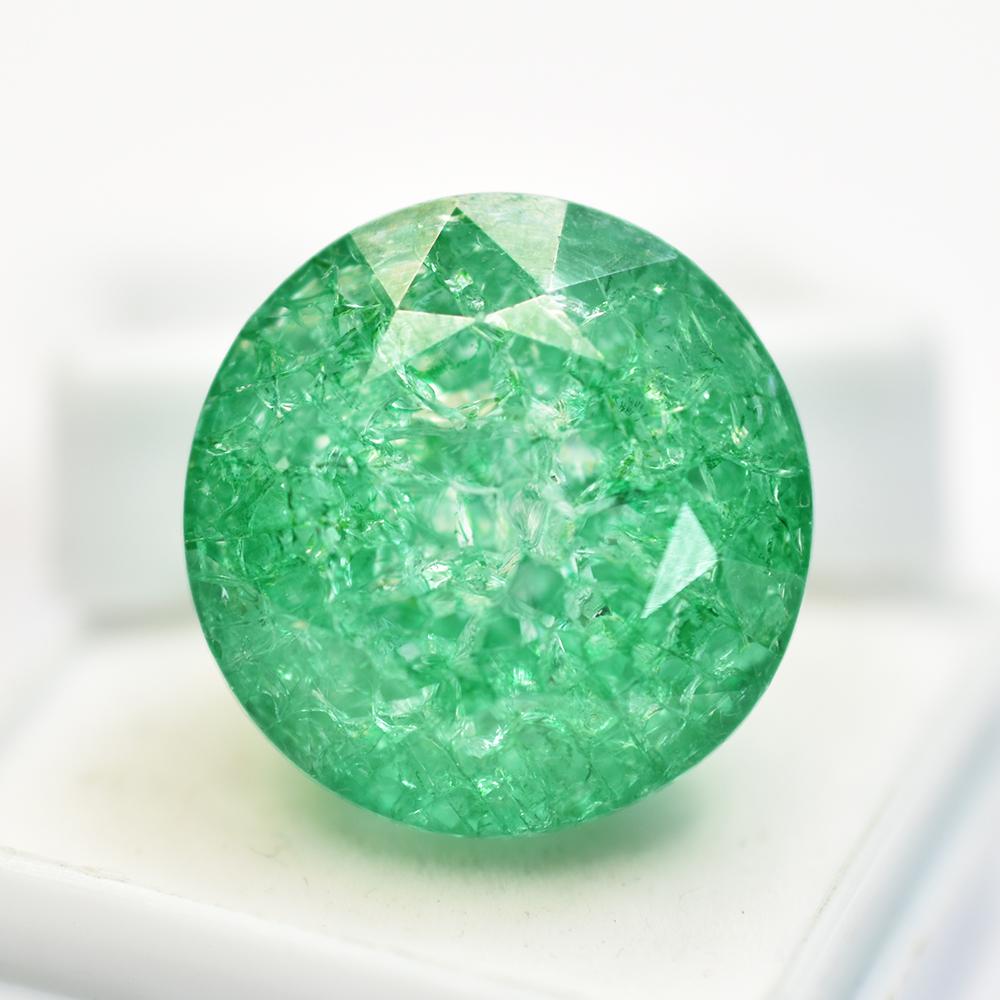 Natural Green Emerald Loose Gemstone Colombian Round Cut 42.10 Ct for Jewelry Making and Crafts