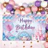 Mermaid Themed Print Design Birthday Decoration Background Cloth For Party Kids