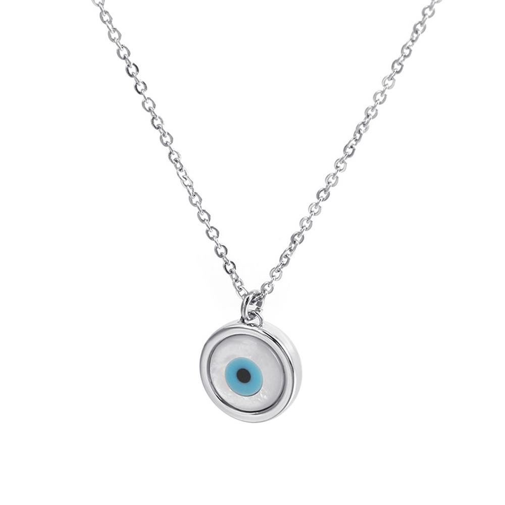 

Fashion Round Evil Eye Pendant Necklace Chain Women Accessories Minimalist Stainless Steel Necklace Choker Party Zircon Gift