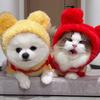 Pet Winter Clothes Fleece Hooded Vest Cat Dog Cartoon Cat New Year Red Spring Festival
