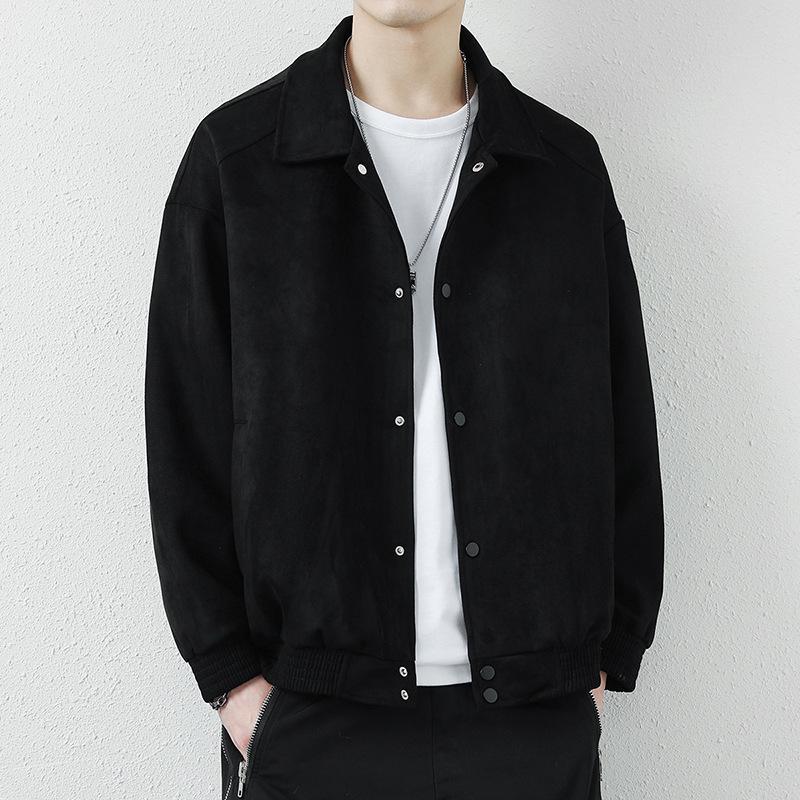 

Мужская замшевая куртка мужская весенне-осенняя новая однотонная мужская американская ретро бейсбольная форма мужская куртка M