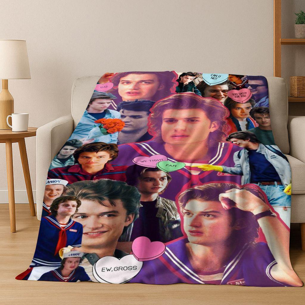 2026 New Joe Keery Art Flannel Blanket,warm and Cozy Soft Throw Blanket for Home Bedroom Bed Sofa Picnic Office Cover Gift Kids