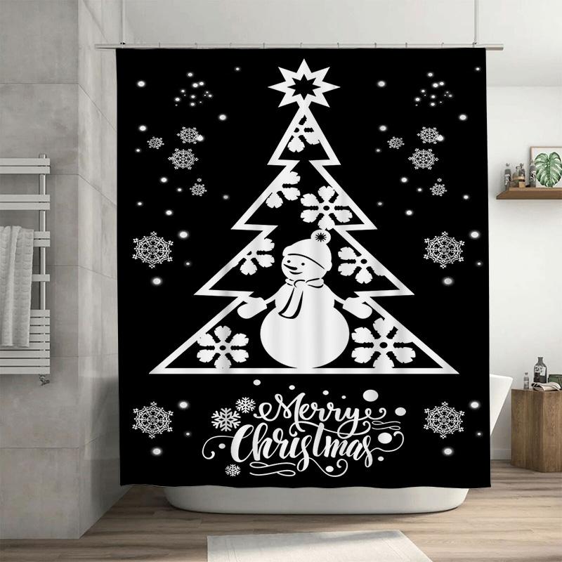

Tuniu Festive Snowman Shower Curtain Cute Winter Holiday Decor Waterproof Bathroom Fabric Funny Christmas Design Cozy Home Accen W60H190(CM)-1 Pcs