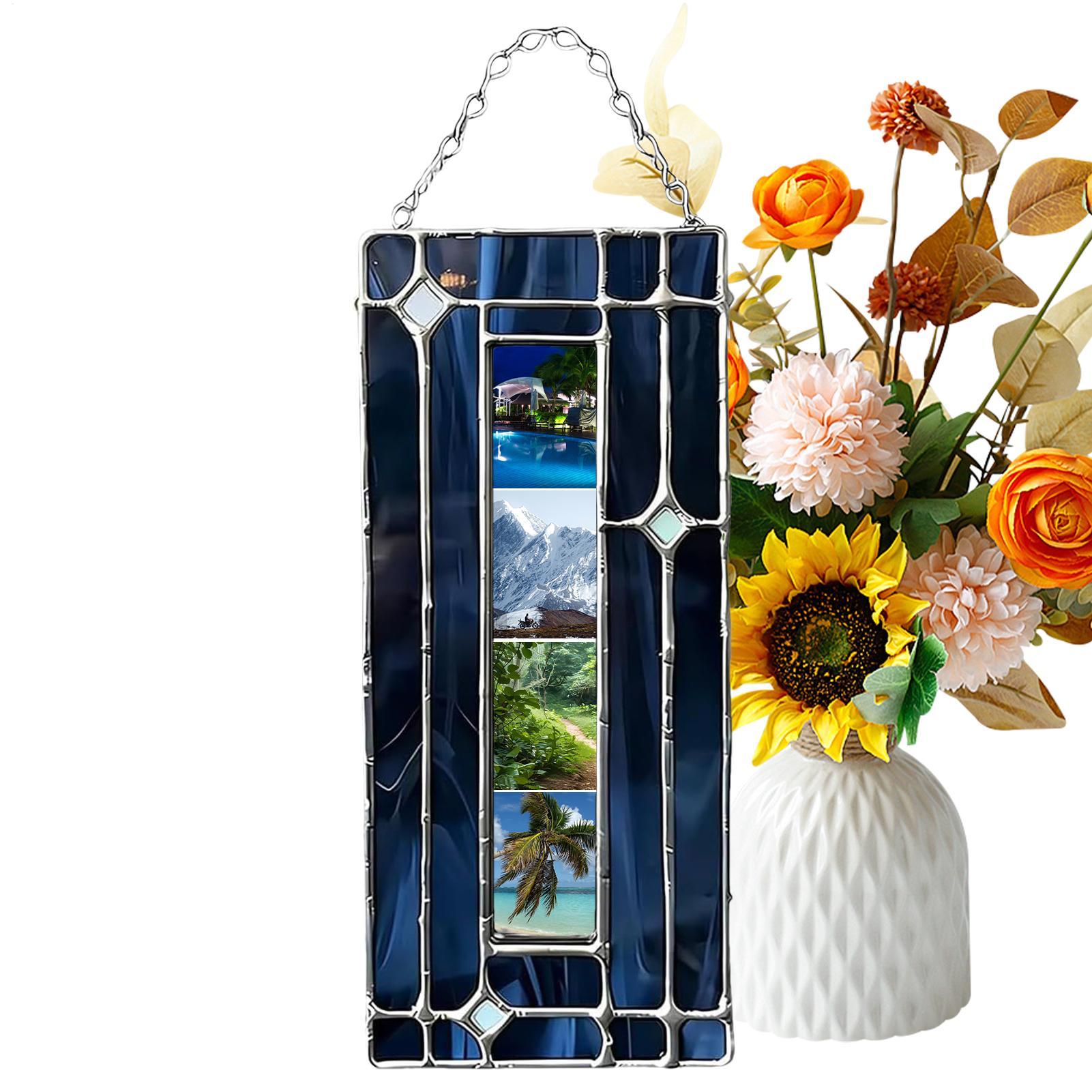 Handmade Colored Glass Photo Booth Frame Decoration Small Picture Frames Ornament Acrylic Glass Stained Photo Booth Frame Decor marrone