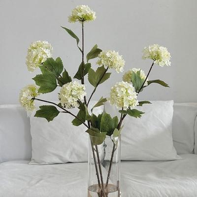 77cm Artificial Hydrangea Flowers 3 Heads Green Leaves Silk Hydrangea Flowers Real Touch Lifelike Fake Plants Wedding Decor