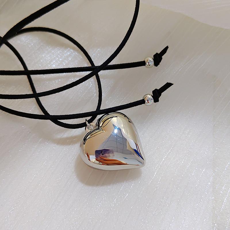 Adjustable Chain Choker Simple Large Love Heart Pendant Necklace For Women Fashion Jewelry Gifts