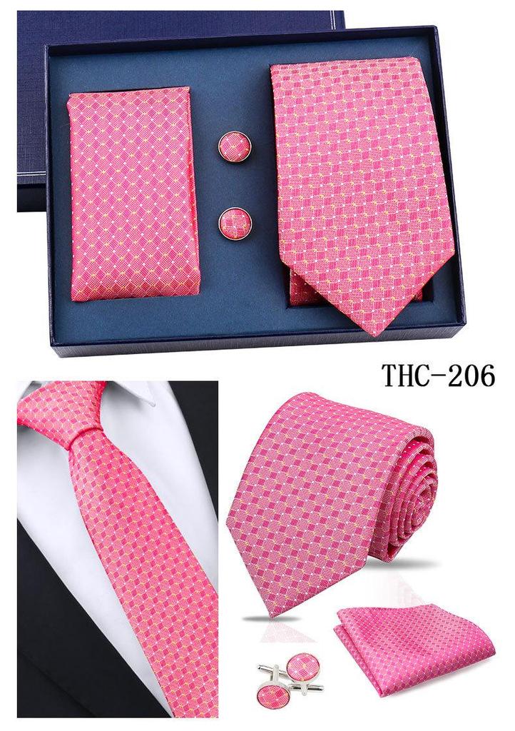 Men's Black Striped 3-Piece Gift Set: Hand-Tied 8cm Tie with Pocket Square & Cufflinks