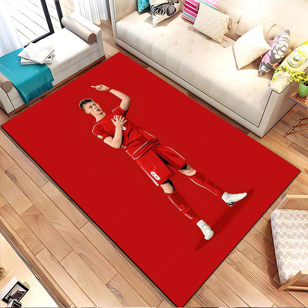 Soccer Player in Red Celebration Patterned carpet, non slip mat suitable for living room and bedroom sofas