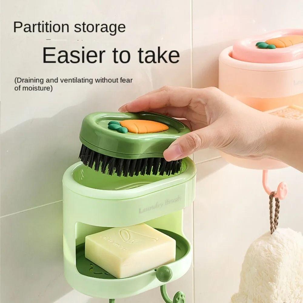 3 in 1 Soap Box with Soft Brush Carrot Double-sided Cleansing Brushes  Balcony
