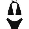 Women Solid Color Halter Neck Triangle Bikini Swimsuit For Swimming