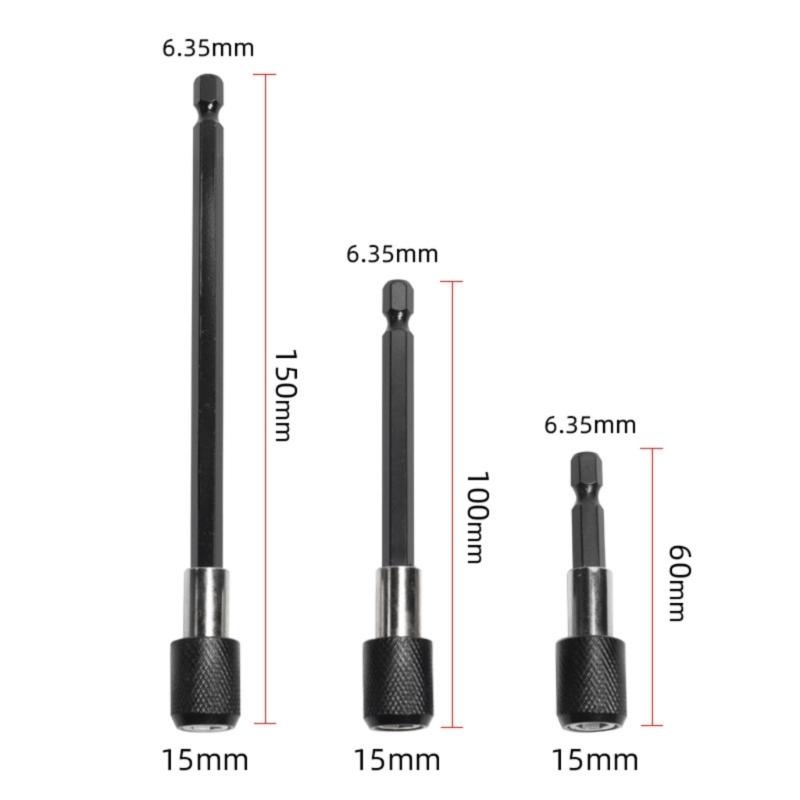 60/100/150mm Screw Bit Extension Rod 1/4inch Shank Bit Holder Extension Drill Driver Sleeve Adapter Screwdriver Tip