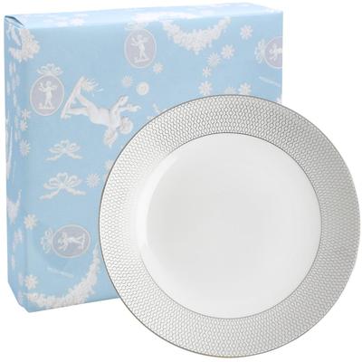 Wedgwood Oficjalny Prezent Ślubny Geo Platinum Około Prezent Ślubny dla Panny Młodej i Oficjalnie Importowana Miska do Pakowania, 24cm, Biała, Naczynia Stołowe,