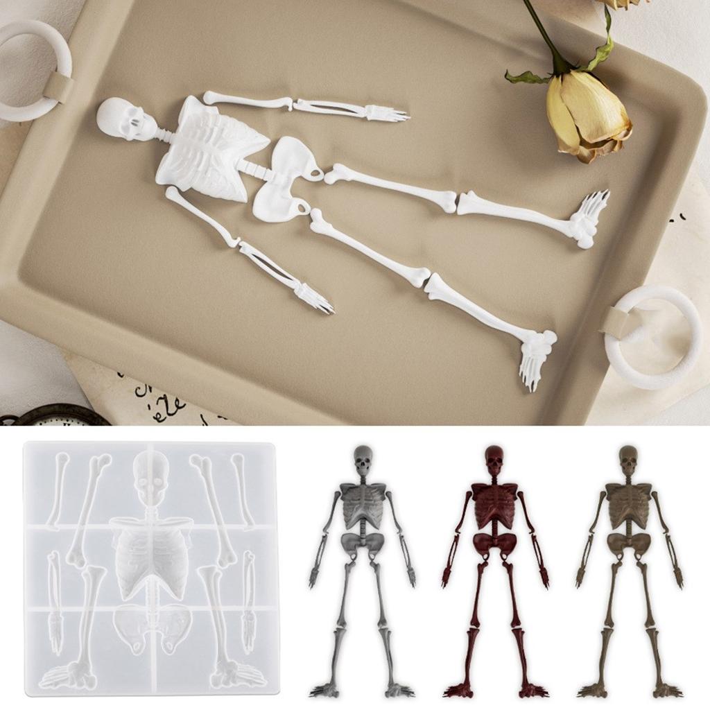 Halloween Skeleton Body Stand Mould Silicone Mold for Plaster Decorations Plaster Home Decoration Making Gypsum Mould