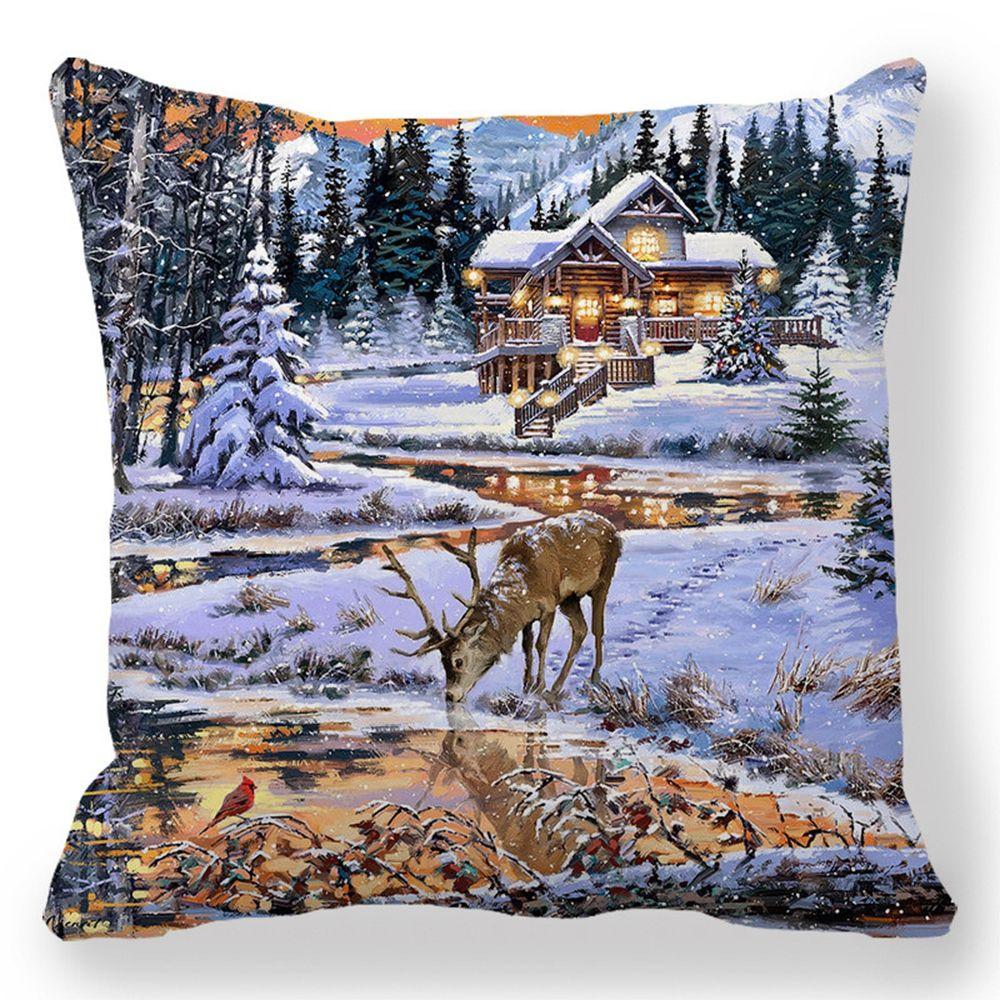 

High Quality for Living Room Sofa Elk Cushion Covers Pillow Covers Christmas decorations Pillowcase 2