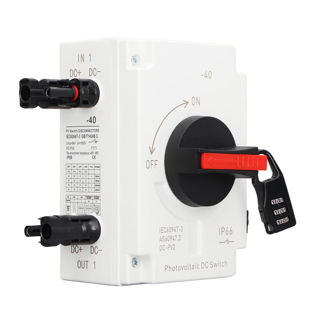 DC1200V 32A 4P PV DC Isolation Switch 2 in 2 Out IP66 Waterproof Solar Sink Load Switching Transfer Switch