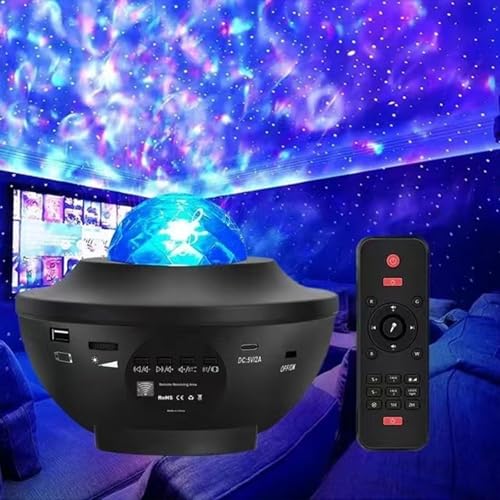 Planetarium Star Projector Light for Home Use, 10 Lighting Modes, Remote Control, Bluetooth & USB Memory Music Playback, Voice Control, Brightness and