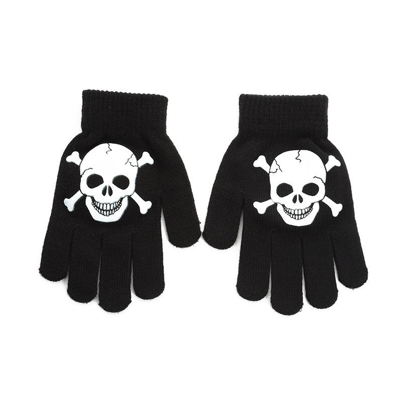 Halloween offset gloves new e-sports fashion skull knitted gloves outdoor riding warm gloves