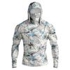 Men’s Long Sleeve Hooded Shirt with Face Cover Leaf Print Lightweight Breathable Quick Dry Athletic Top for Outdoor Sports Fishing Running Hiking