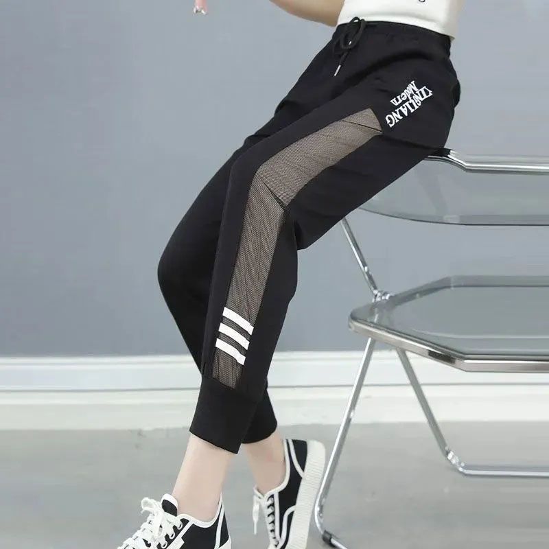 

Ледяной шелк, повседневные спортивные штаны, женские, летние, тонкие, новинка 2025, облегающие, свободные, зауженные, быстросохнущие, маленькие мужские спортивные штаны White letters XL(Recommendation 60.00 kg-65.00 kg)