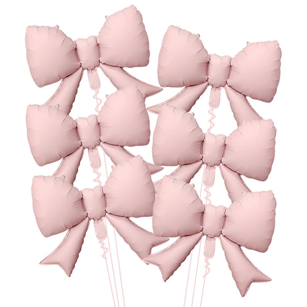 6-Pack 21inch Matte Orange Pink Bow-Shaped Aluminum Foil Balloons, Suitable for Birthday Parties, Engagement Weddings, Bachelor Parties, Friend Other