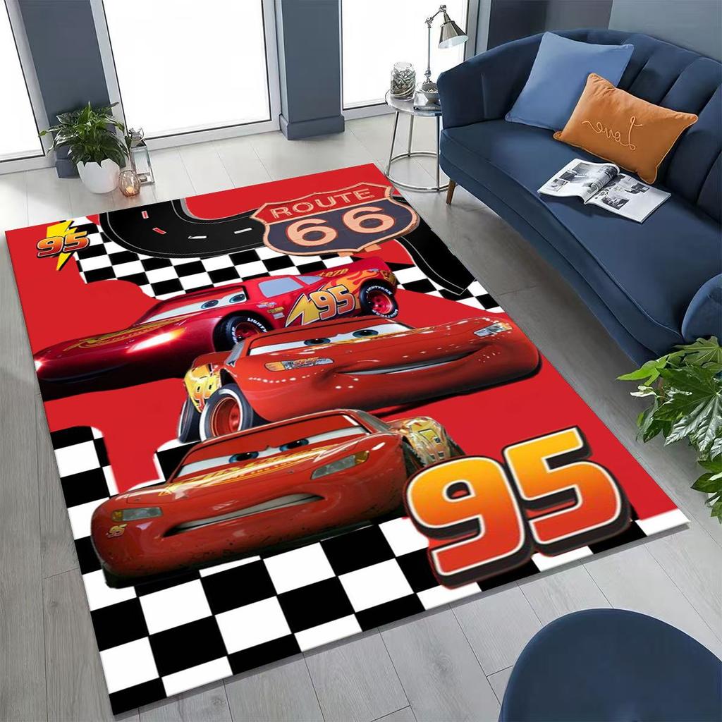 3D Lightning McQueen Cars Cartoon Rug for Bedroom Living Room Sofa Home Doormat Decor, Large Kids Play Non-slip Floor Mat Gift