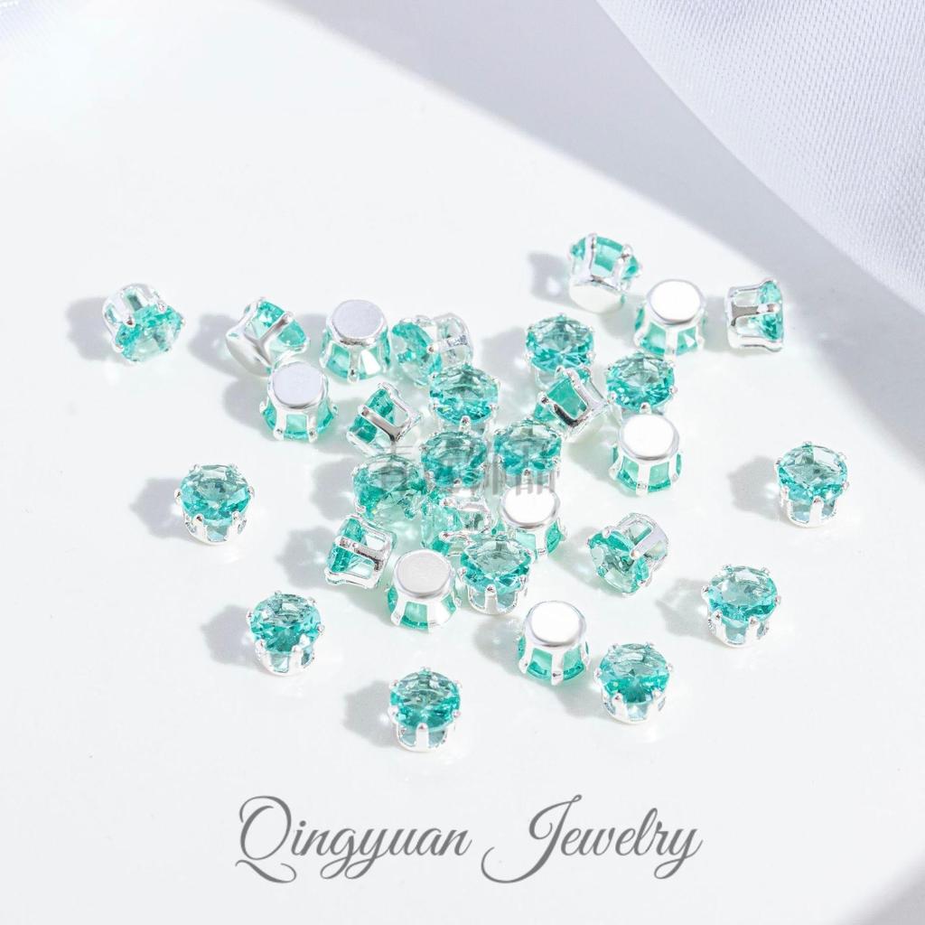 Round Claw Zircon Crystal DIY Jewelry Accessories for Bracelets, Necklaces, Wedding Dresses, and Dance Costumes