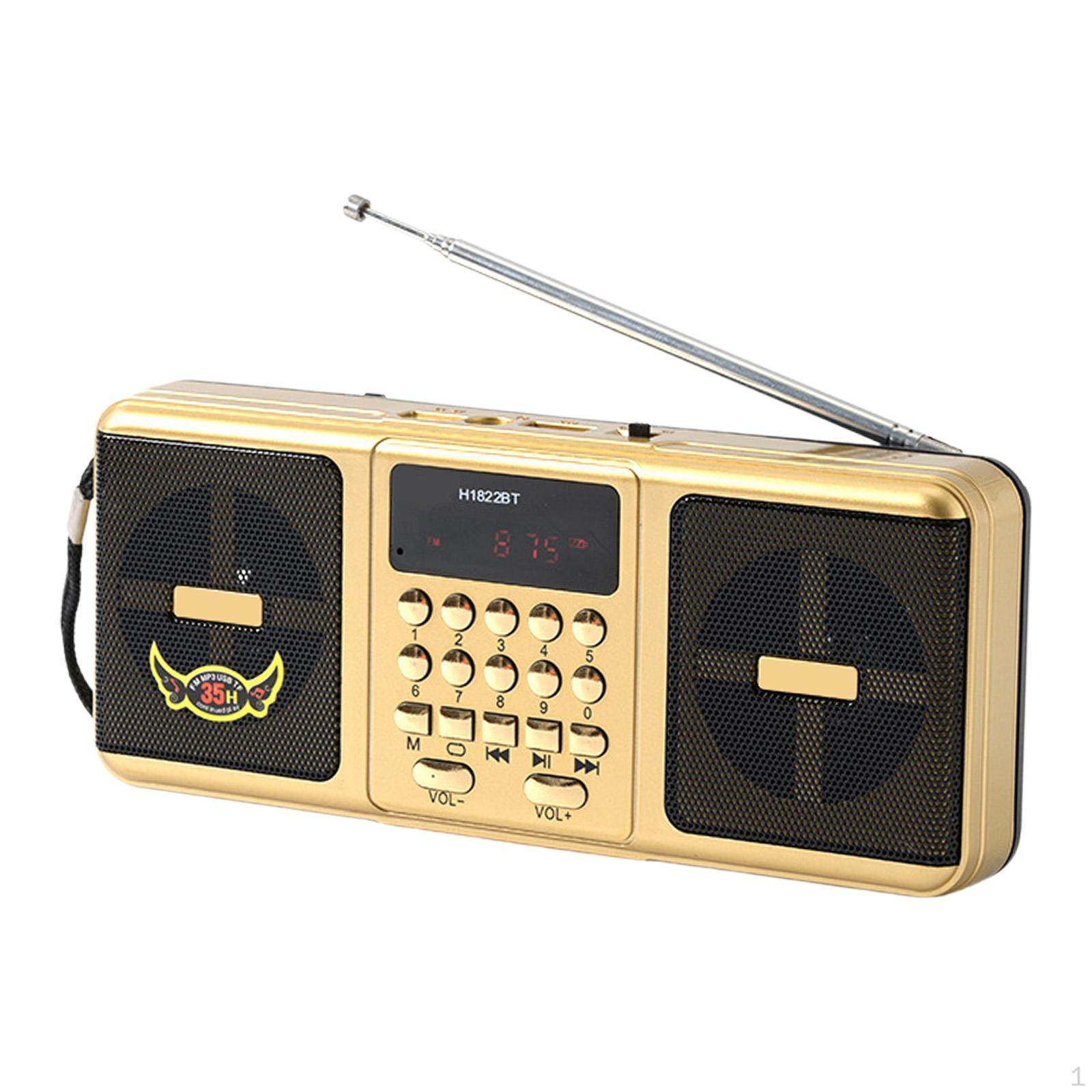 

Portable FM Radio Compact Headphone Jack Sturdy Rechargeable with Bluetooth Speaker Lightweight for золотий