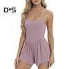Women's Sleeveless Tennis Dress Summer Pleated Yoga Workout Mini Dresses with Built-in Shorts Spaghetti Strap Athletic Romper Short Sundress