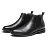 PAFHL Herrkängor med sidogummi, Vattenavvisande Chelseakängor, 3E Läderfinskor för formell pendling (Svart, Storlek 26,5 cm)