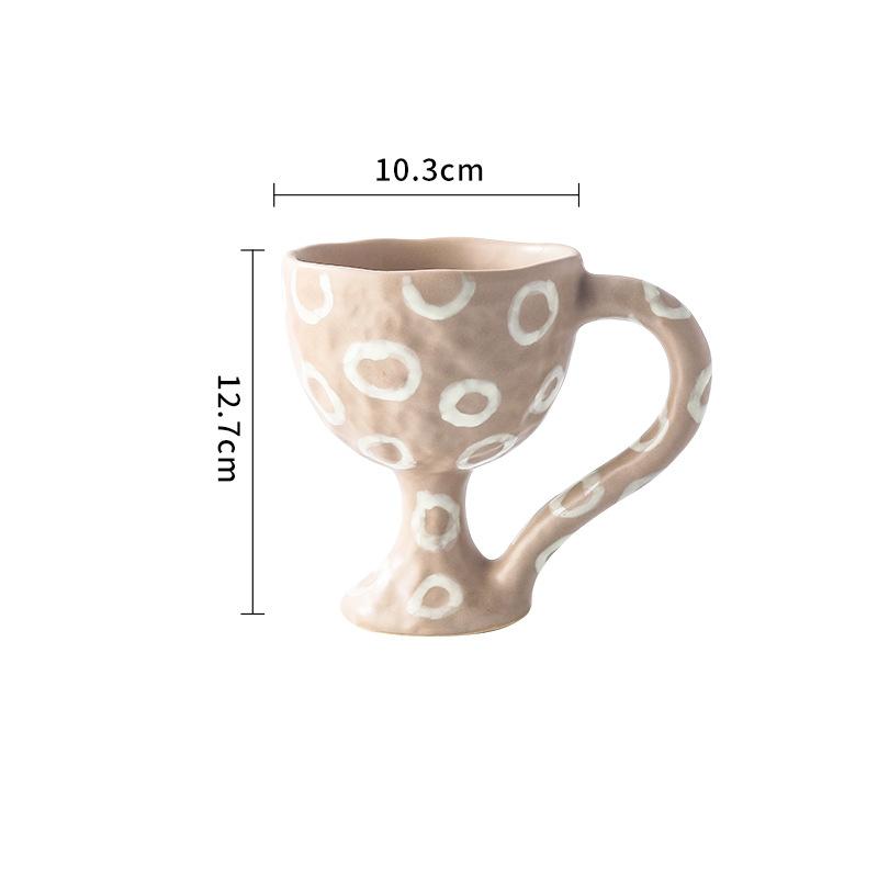 Minimalist and Niche Style Ceramic Coffee Cup Striped Leopard Print Decorative Cup Breakfast Milk Cup Funny Ceramic Cup Gift
