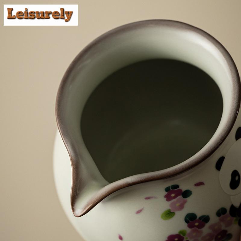 200ml Ceainic Antic din Porțelan de Cuptor Ru cu Panda Drăguț, Separator de Ceai Cha Hai, Cupă de Justiție de Uz Casnic, Pentru Accesorii de Ceai, Cafea